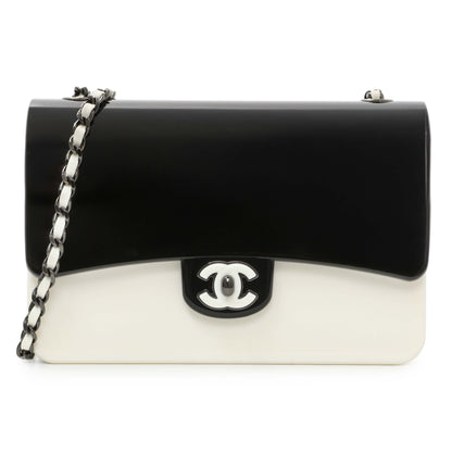 Exclusive Chanel Black White Plexiglass Plexi Coco Bag — Front View
