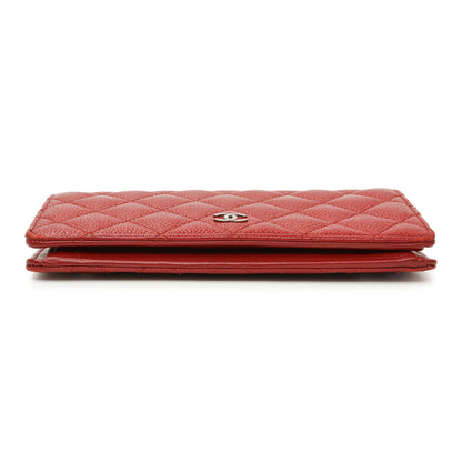 Exclusive Chanel Red Quilted Caviar Yen Wallet — Back View