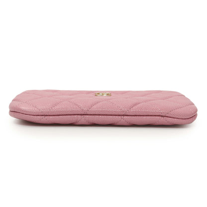 Exclusive Chanel Pink Quilted Caviar Small Cosmetic Case — Back View