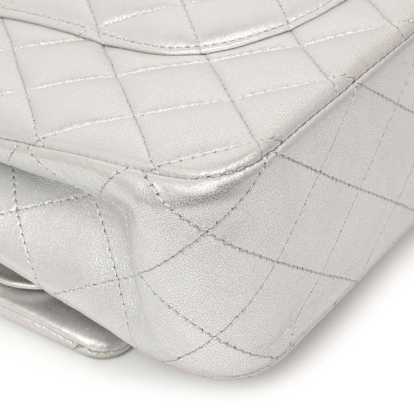 Exclusive Chanel Silver Quilted Calfskin Medium Classic Double Flap — Alternate View 7