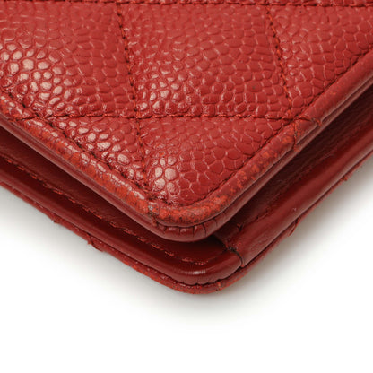 Exclusive Chanel Red Quilted Caviar Yen Wallet — Top View