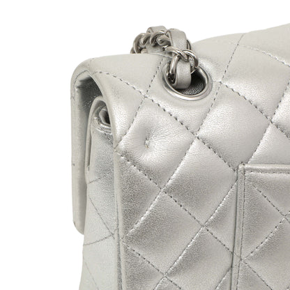 Exclusive Chanel Silver Quilted Calfskin Medium Classic Double Flap — Alternate View 12