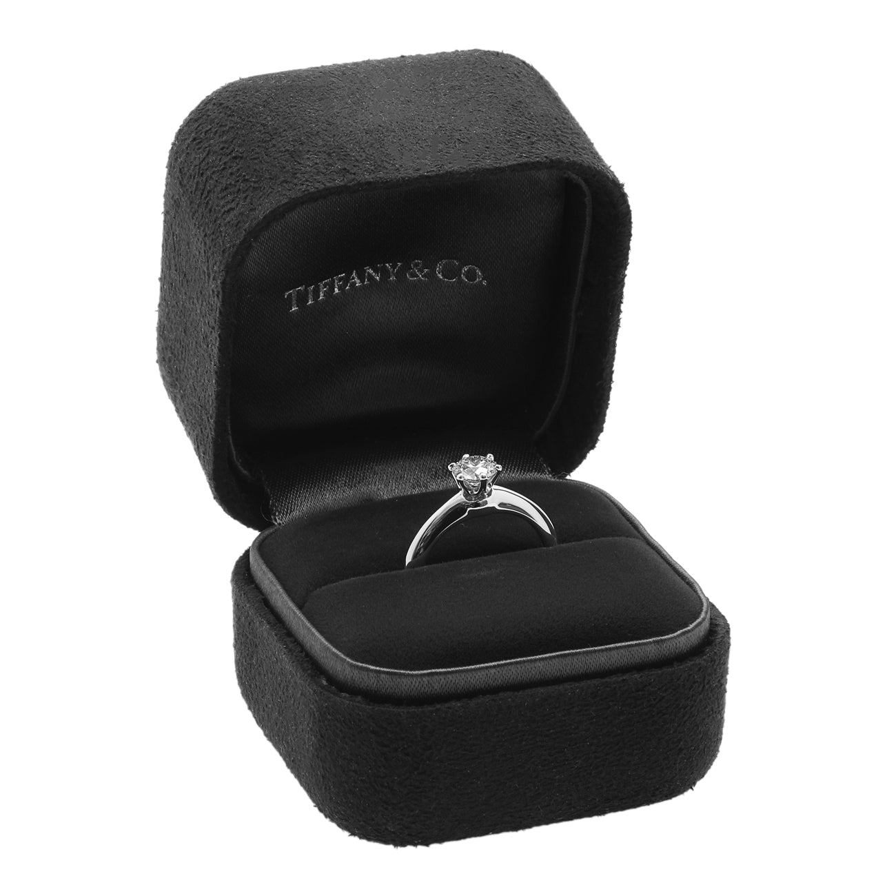 Exclusive Tiffany & Co. Platinum 0.54 Carat Diamond Solitaire Engagement Ring — Detail View