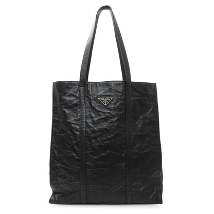 Exclusive Prada Black Nappa Antique Tote — Front View