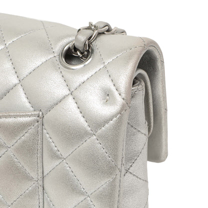 Exclusive Chanel Silver Quilted Calfskin Medium Classic Double Flap — Alternate View 13