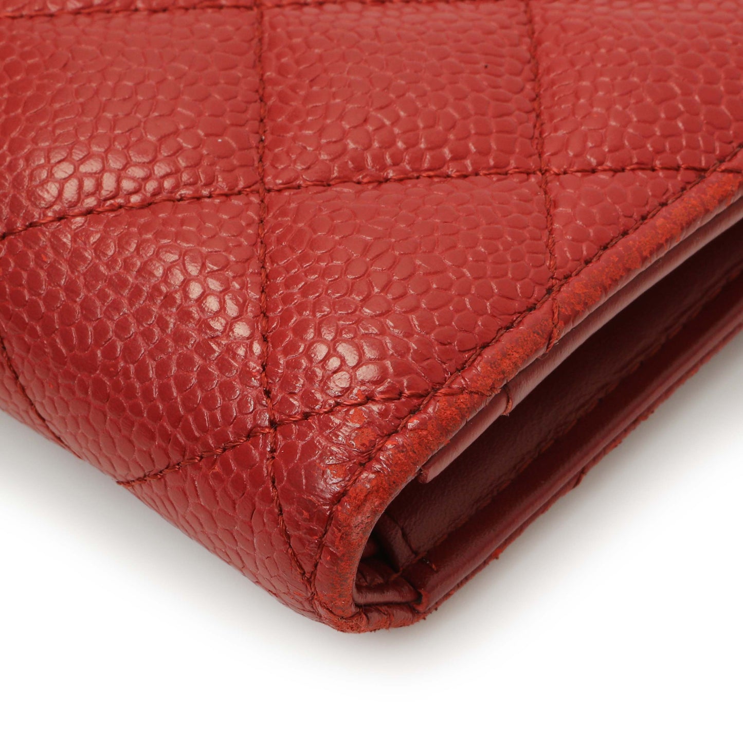 Exclusive Chanel Red Quilted Caviar Yen Wallet — Alternate View 7
