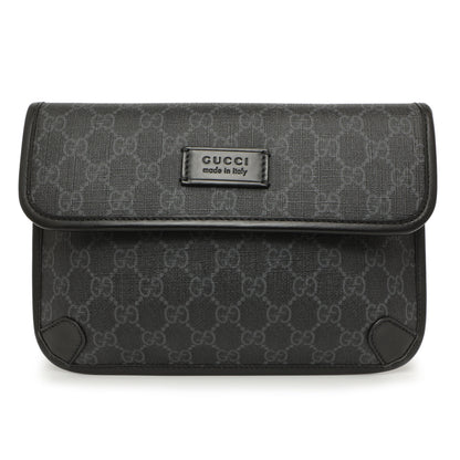Exclusive Gucci Black GG Supreme Monogram Belt Bag — Front View
