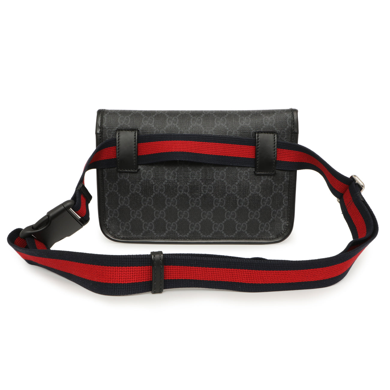 Exclusive Gucci Black GG Supreme Monogram Belt Bag — Side View