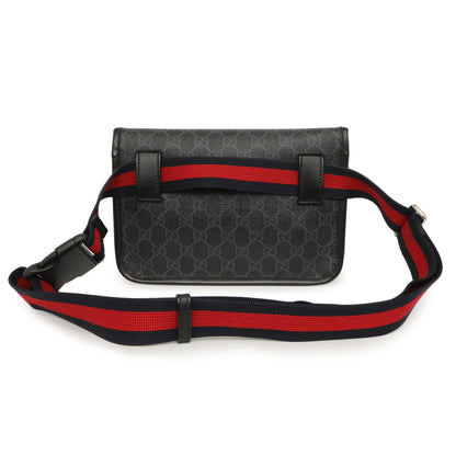 Exclusive Gucci Black GG Supreme Monogram Belt Bag — Side View