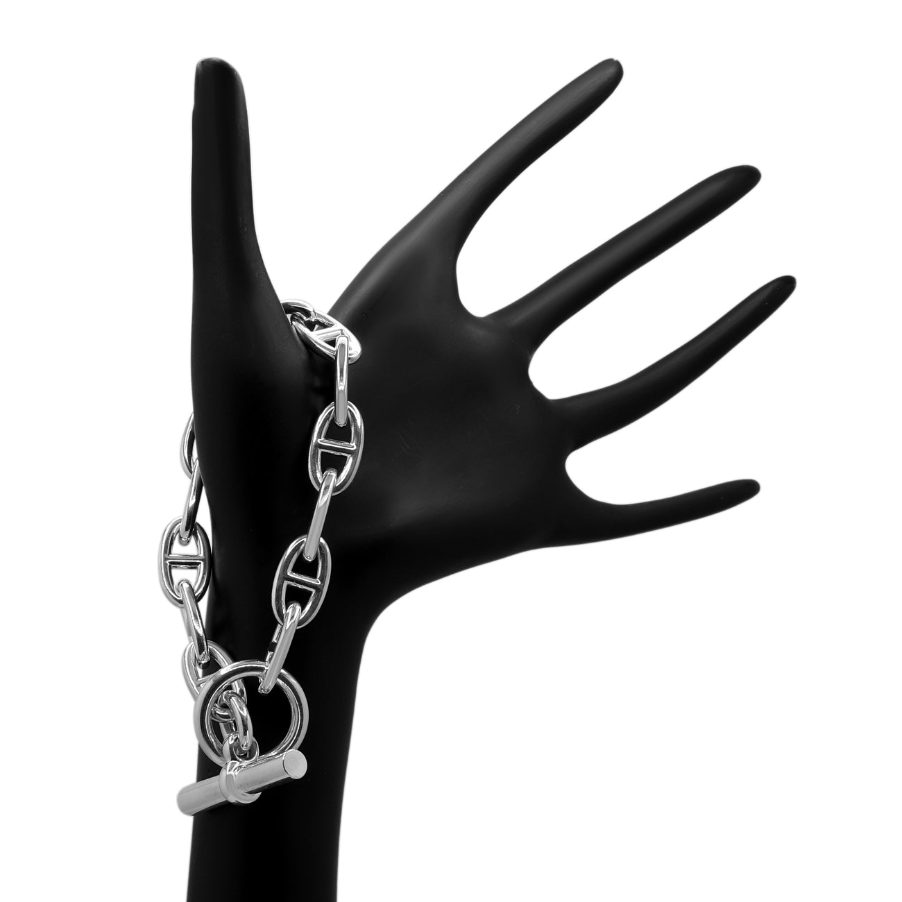 Exclusive Hermes Sterling Silver Large Chaine d'Ancre Bracelet — Top View
