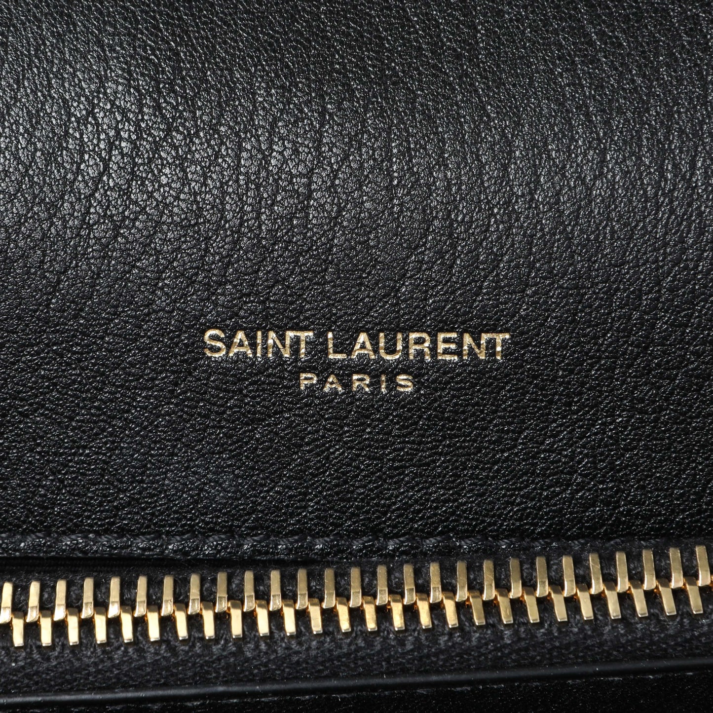 Exclusive Saint Laurent Black Sheepskin Matelasse Chevron Monogram Medium College Bag — Detail View