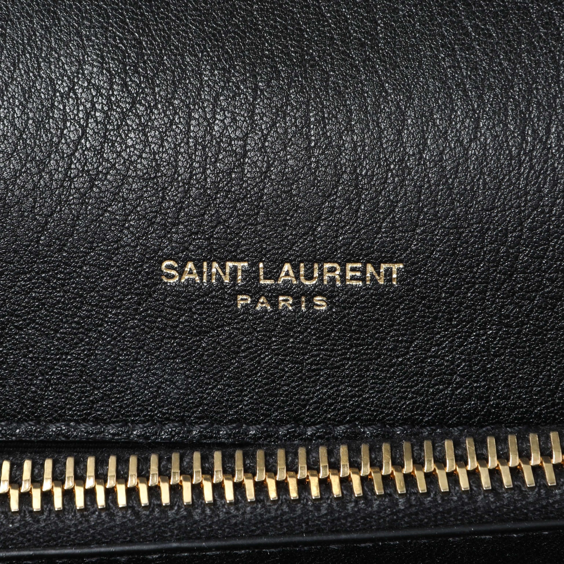 Exclusive Saint Laurent Black Sheepskin Matelasse Chevron Monogram Medium College Bag — Detail View
