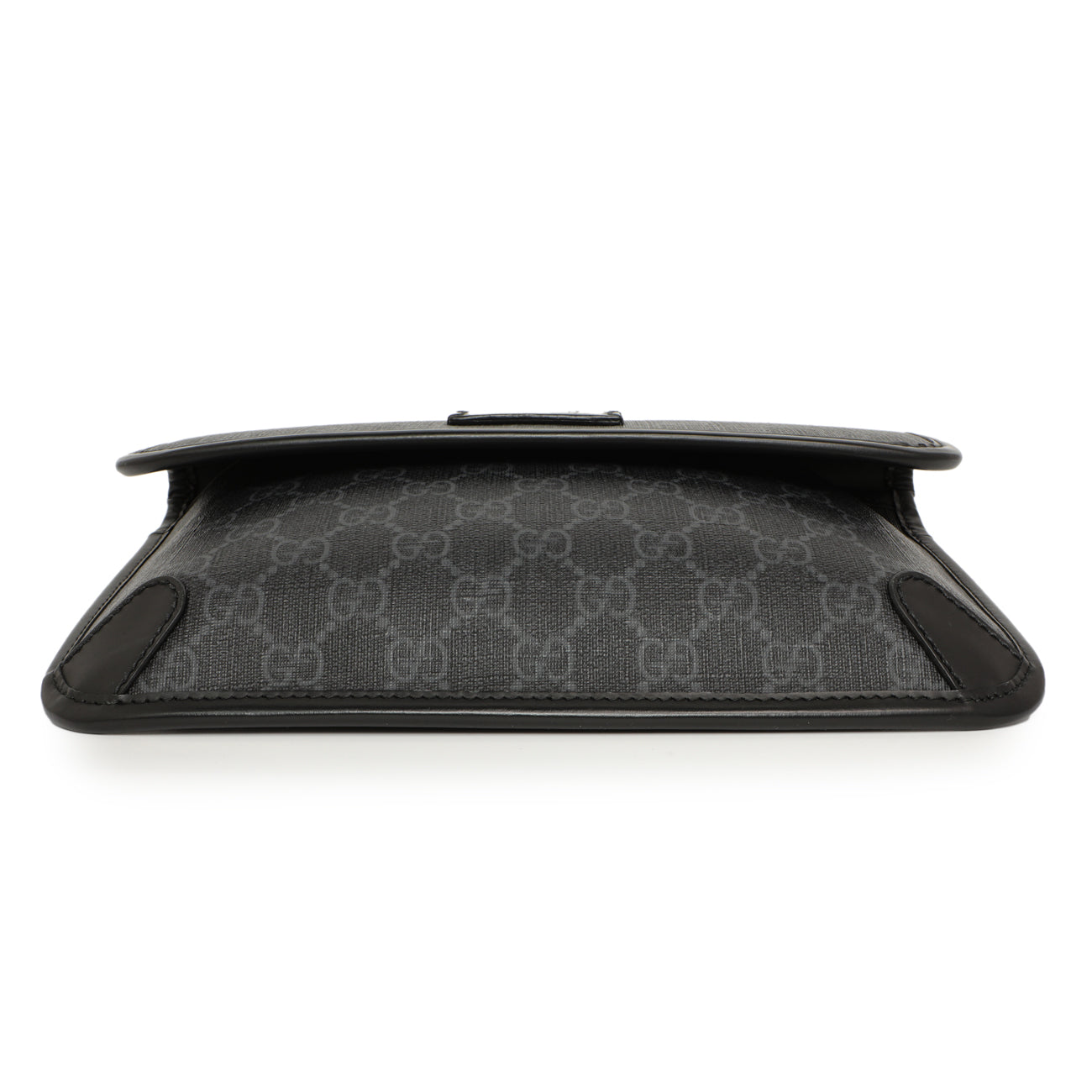 Exclusive Gucci Black GG Supreme Monogram Belt Bag — Back View