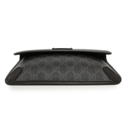 Exclusive Gucci Black GG Supreme Monogram Belt Bag — Back View