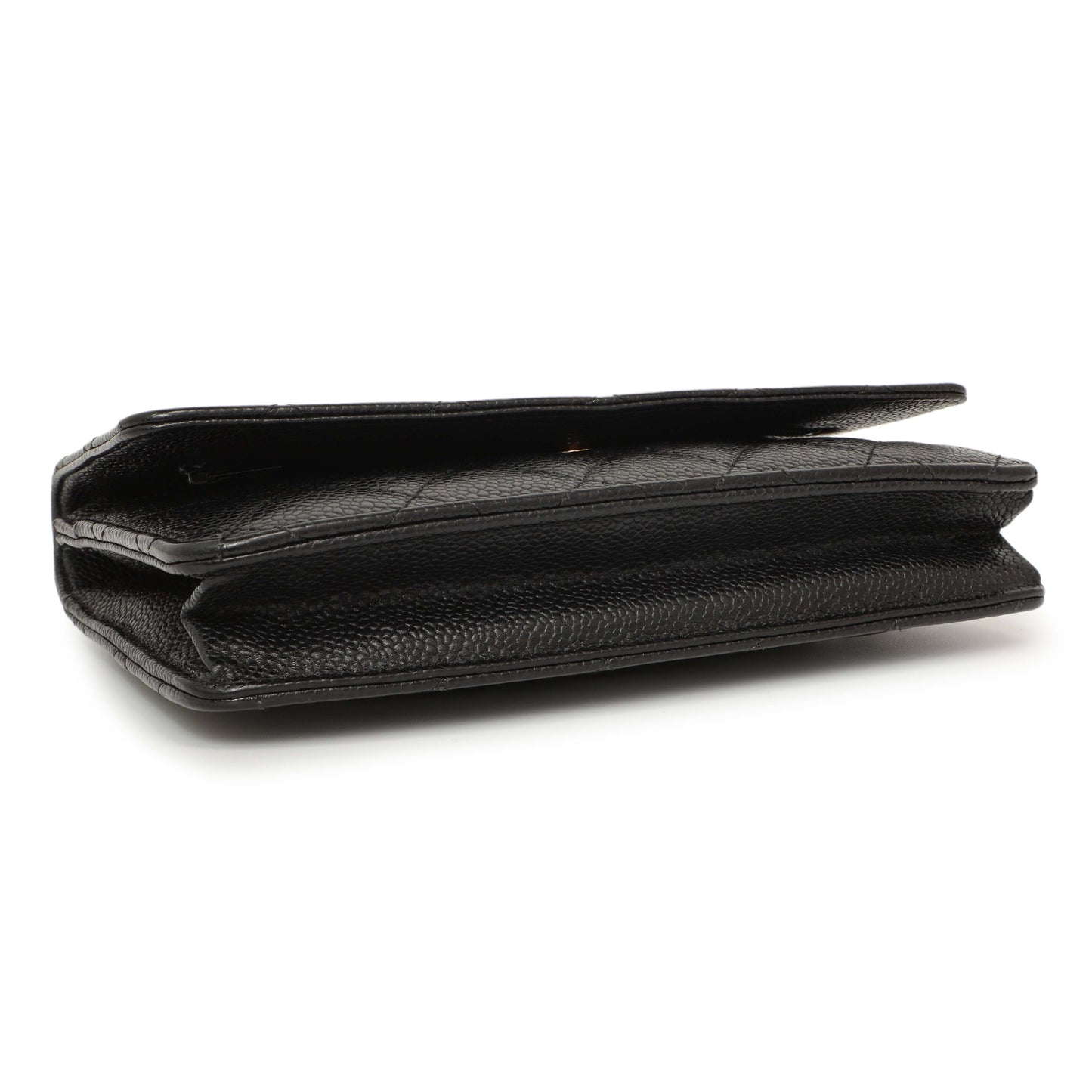 Exclusive Chanel Black Quilted Caviar Classic Wallet on Chain WOC — Back View