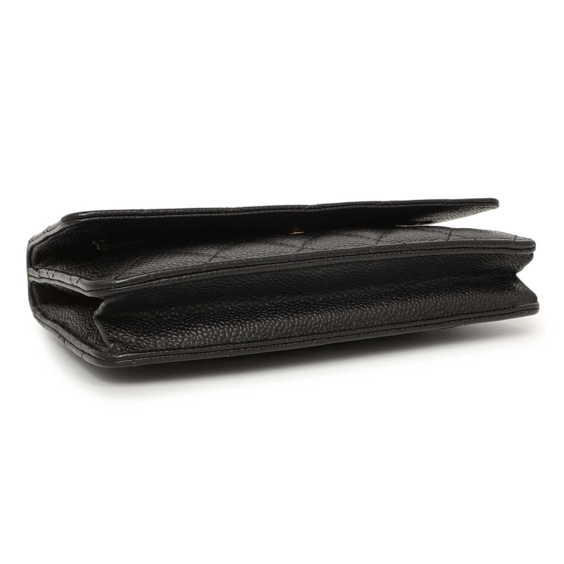 Exclusive Chanel Black Quilted Caviar Classic Wallet on Chain WOC — Back View