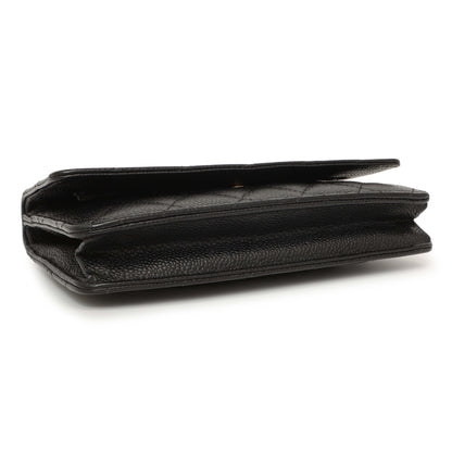Exclusive Chanel Black Quilted Caviar Classic Wallet on Chain WOC — Back View