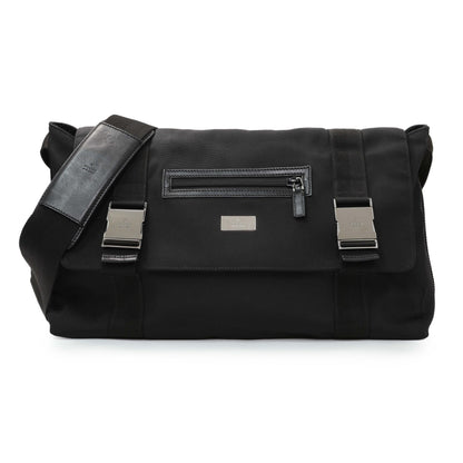 Exclusive Gucci Black Nylon Messenger Crossbody Shoulder Bag — Front View