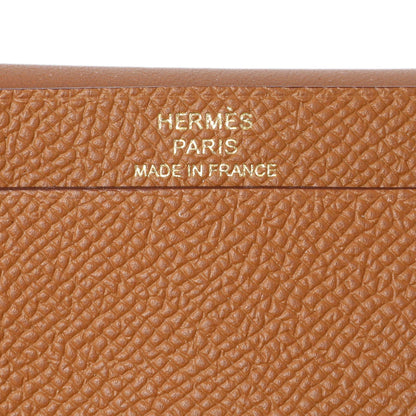 Exclusive Hermes Gold Epsom Bearn Card Holder Wallet — Detail View