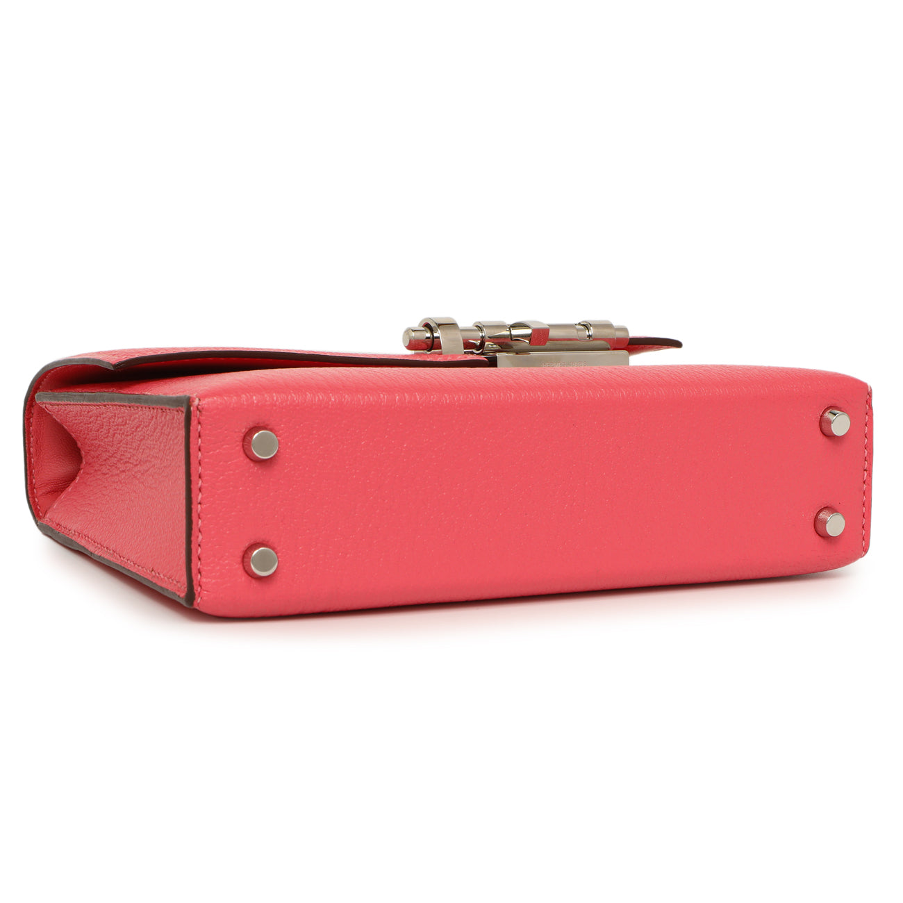 Exclusive Hermes Rose Azalee Chevre Mysore Mini Verrou Chaine — Back View
