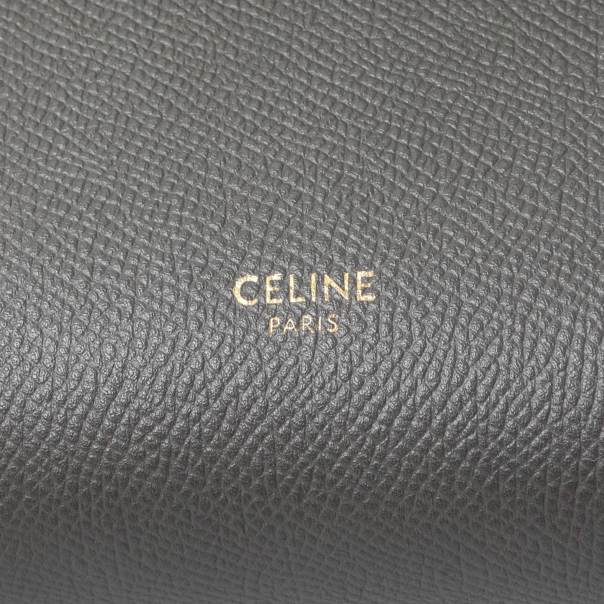 Exclusive Celine Grey Grained Calfskin Micro Belt Bag — Detail View