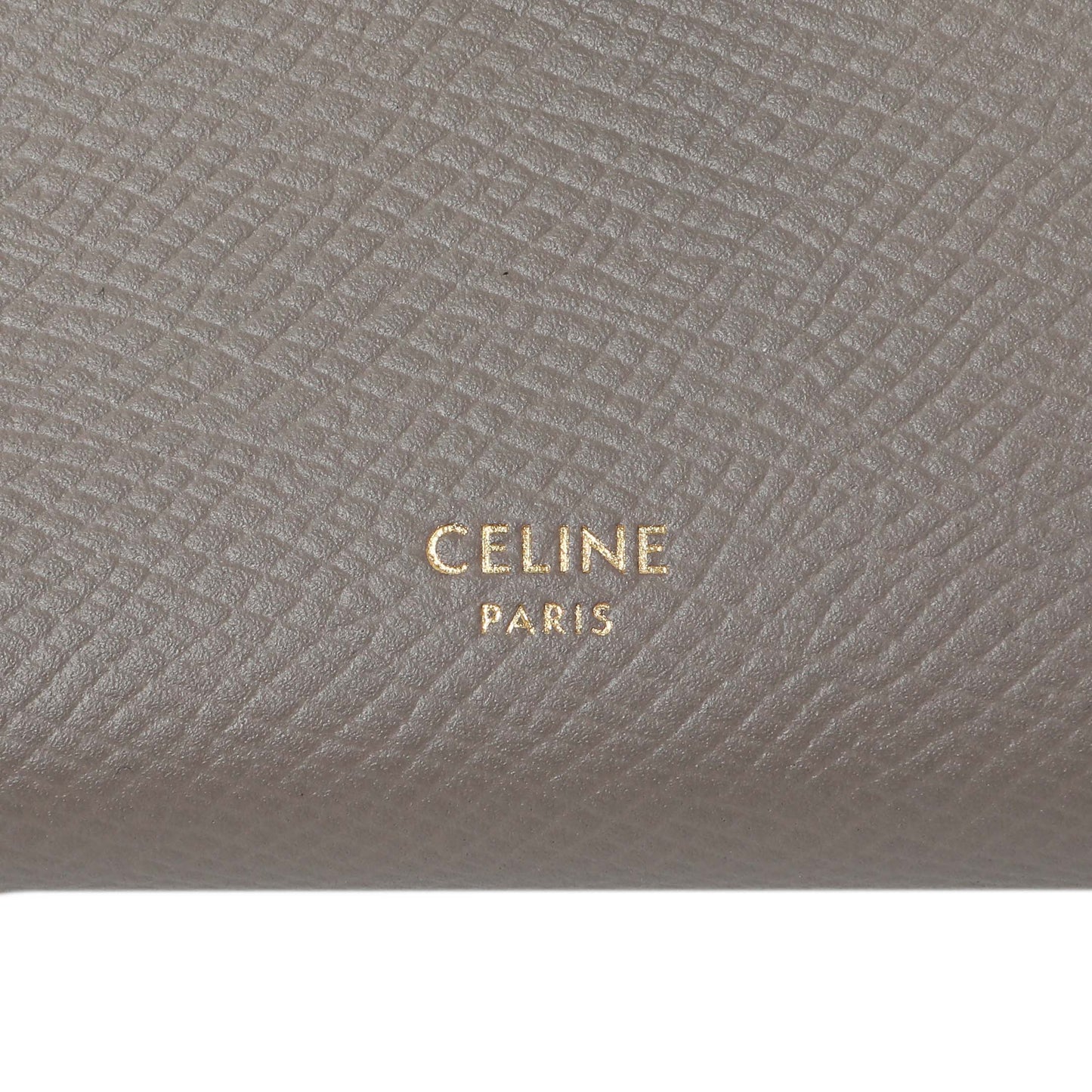 Exclusive Celine Grey Grained Calfskin Medium Multifunction Strap Wallet — Detail View