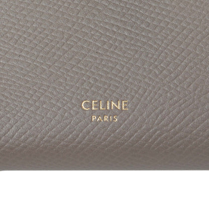 Exclusive Celine Grey Grained Calfskin Medium Multifunction Strap Wallet — Detail View