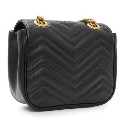 Exclusive Gucci Black Calfskin Matelasse Mini GG Marmont Square Shoulder Bag — Side View