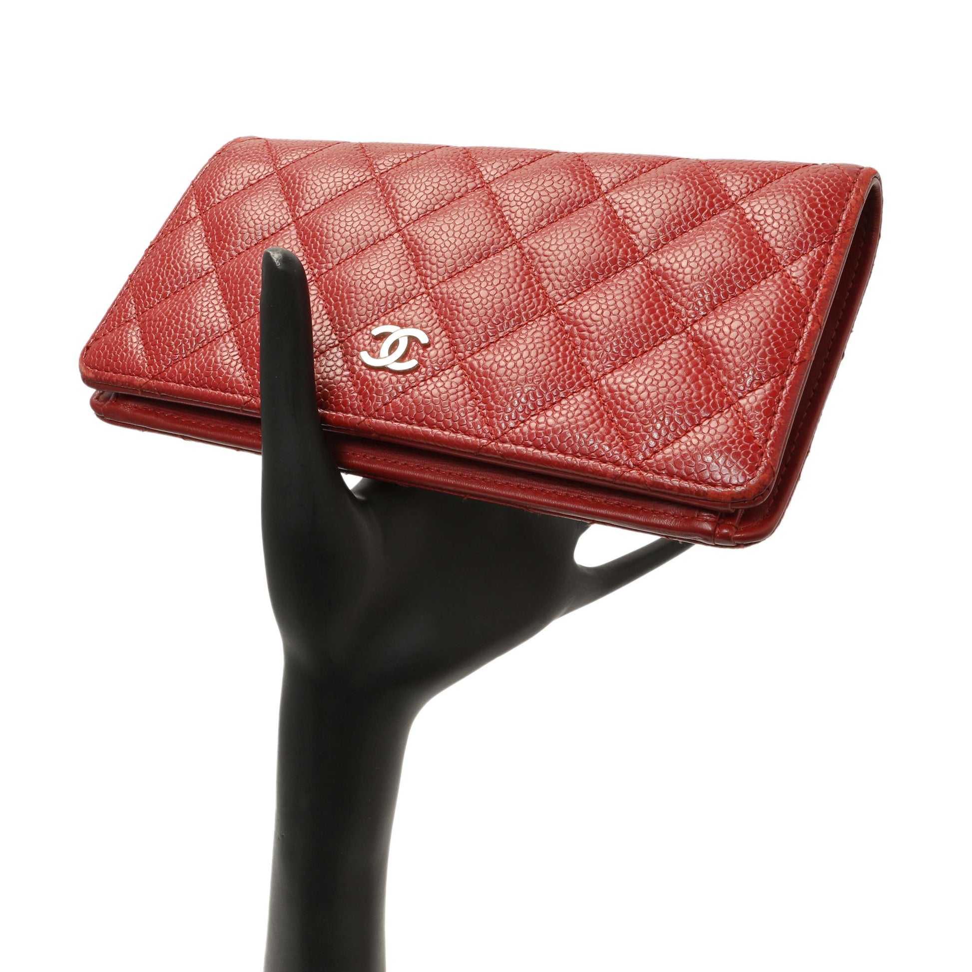 Exclusive Chanel Red Quilted Caviar Yen Wallet — Alternate View 16