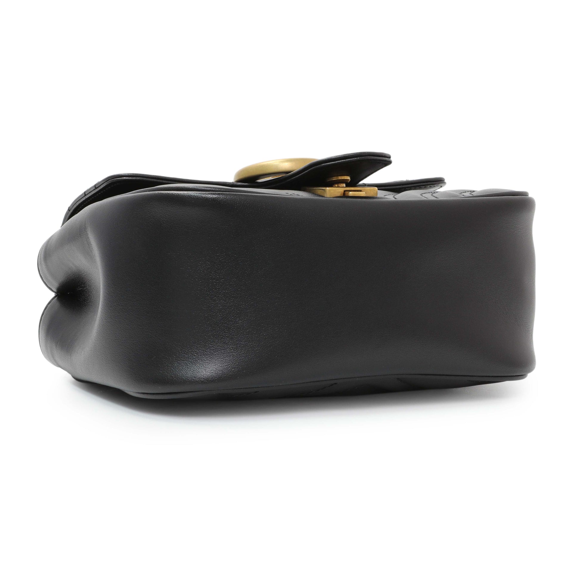 Exclusive Gucci Black Calfskin Matelasse Mini GG Marmont Square Shoulder Bag — Back View