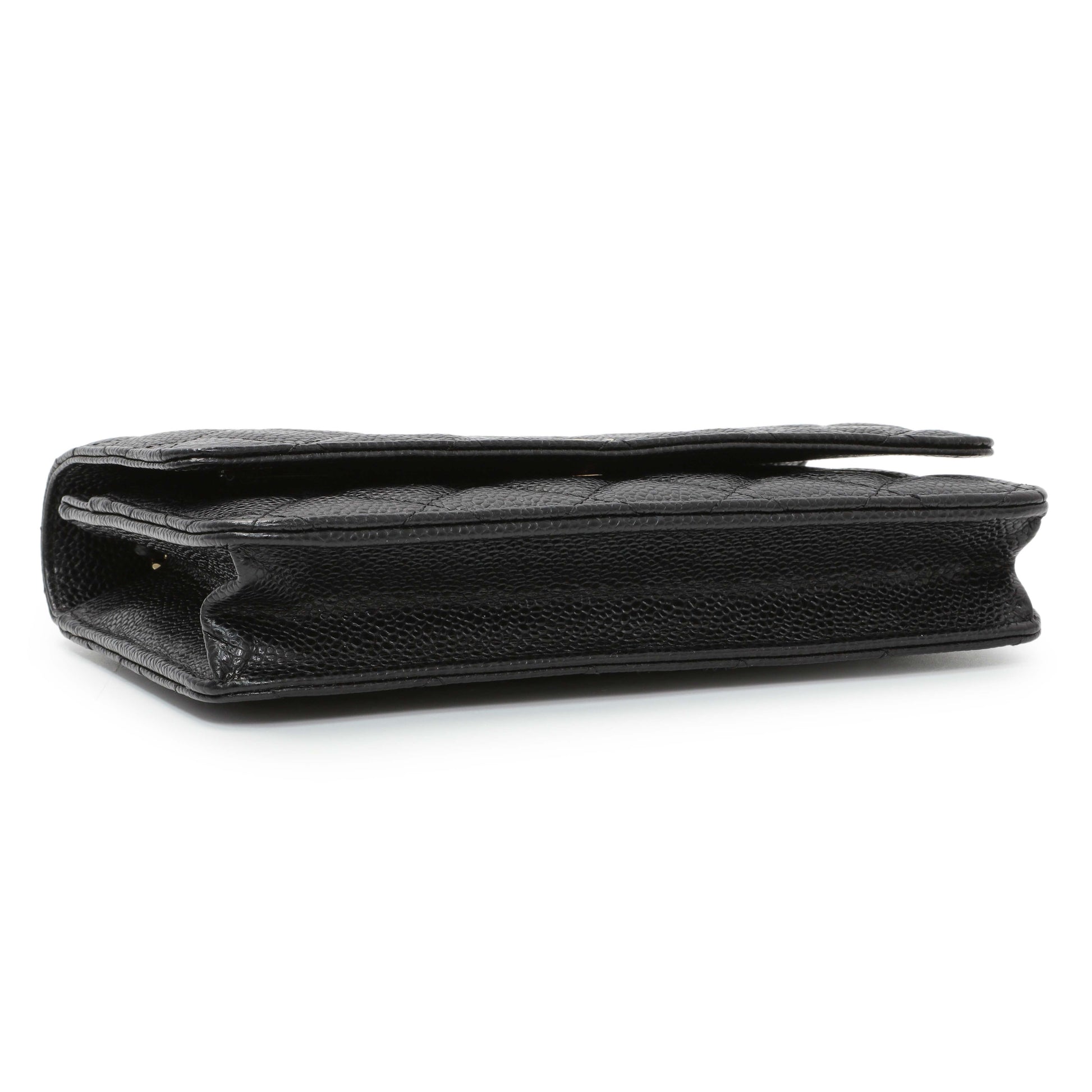 Exclusive Chanel Black Caviar Quilted Wallet on Chain — Back View