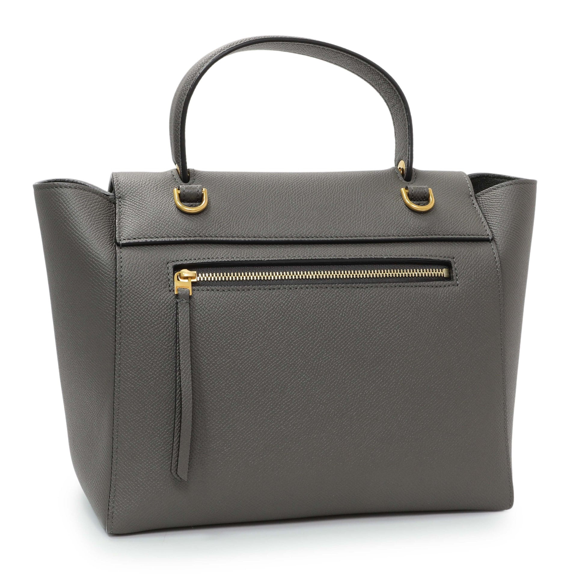 Exclusive Celine Grey Grained Calfskin Micro Belt Bag — Side View