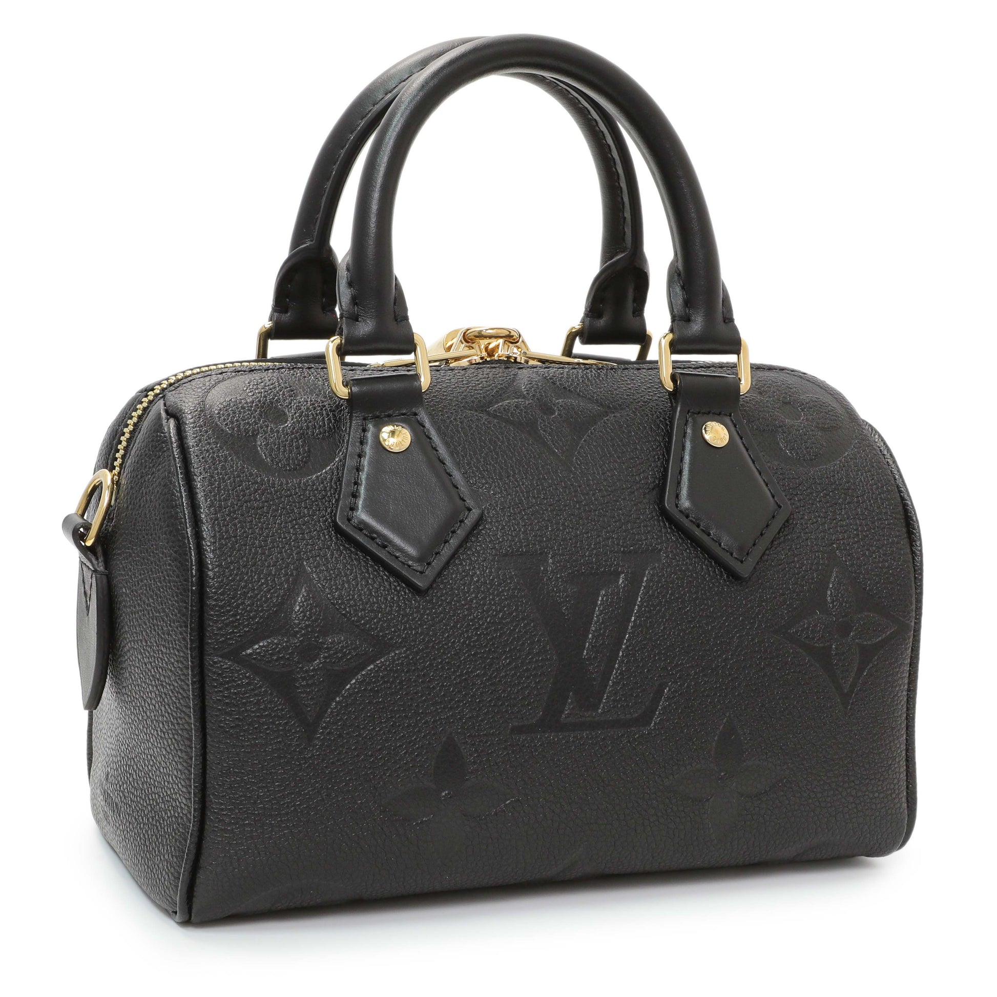 Exclusive Louis Vuitton Black Empreinte Monogram Giant Speedy Bandouliere 20 — Side View