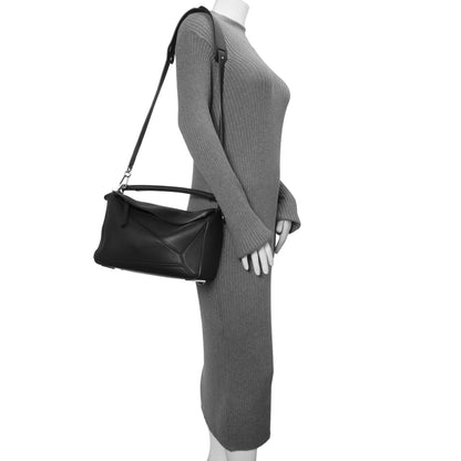 Exclusive Loewe Black Calfskin Medium Puzzle Bag — Alternate View 16