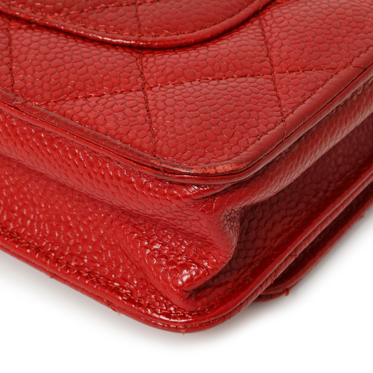 Exclusive Chanel Red Quilted Caviar Classic Wallet on Chain WOC — Alternate View 7