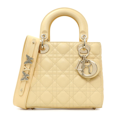 Exclusive Christian Dior Light Yellow Lambskin Cannage Small My ABCDior Lady Dior — Front View