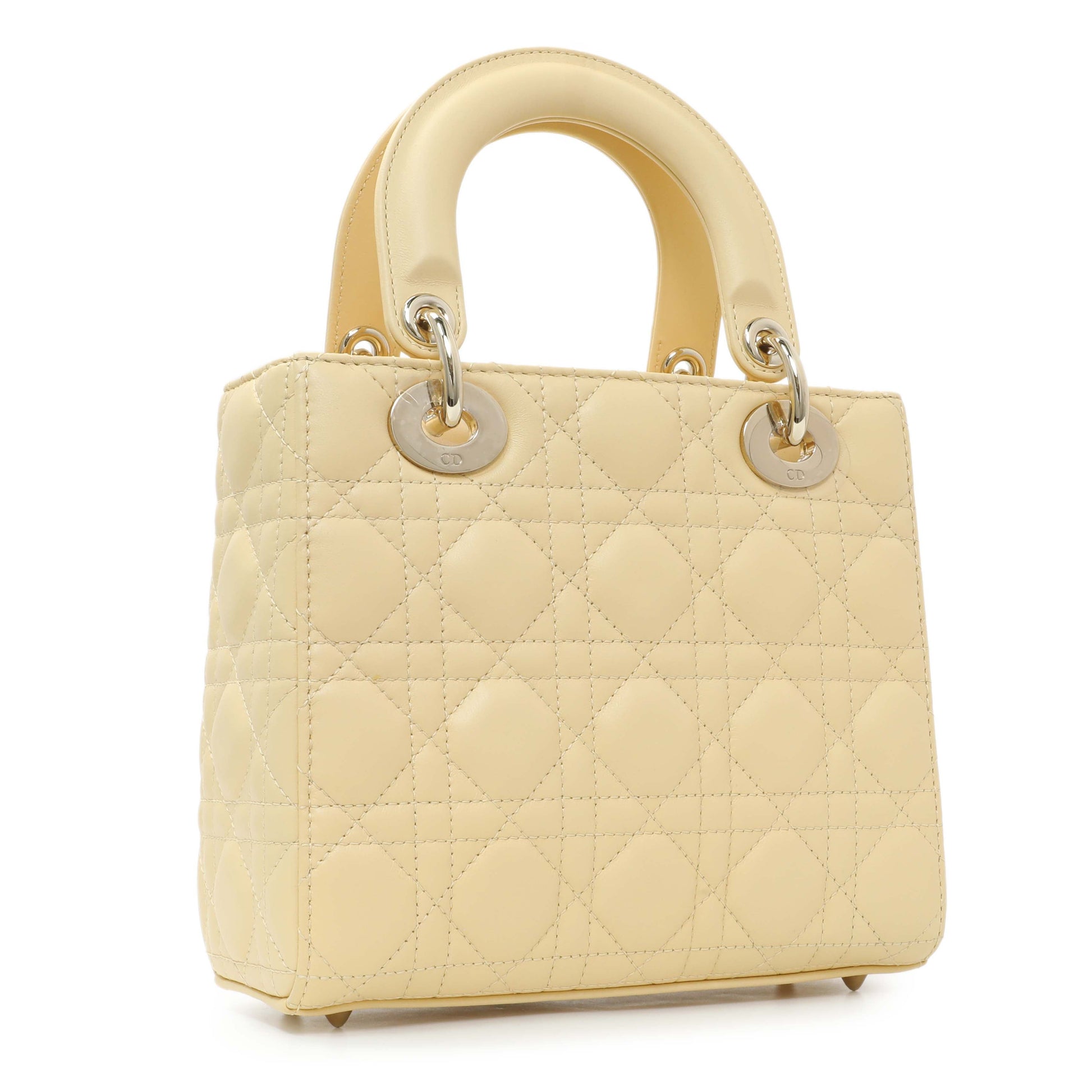 Exclusive Christian Dior Light Yellow Lambskin Cannage Small My ABCDior Lady Dior — Side View