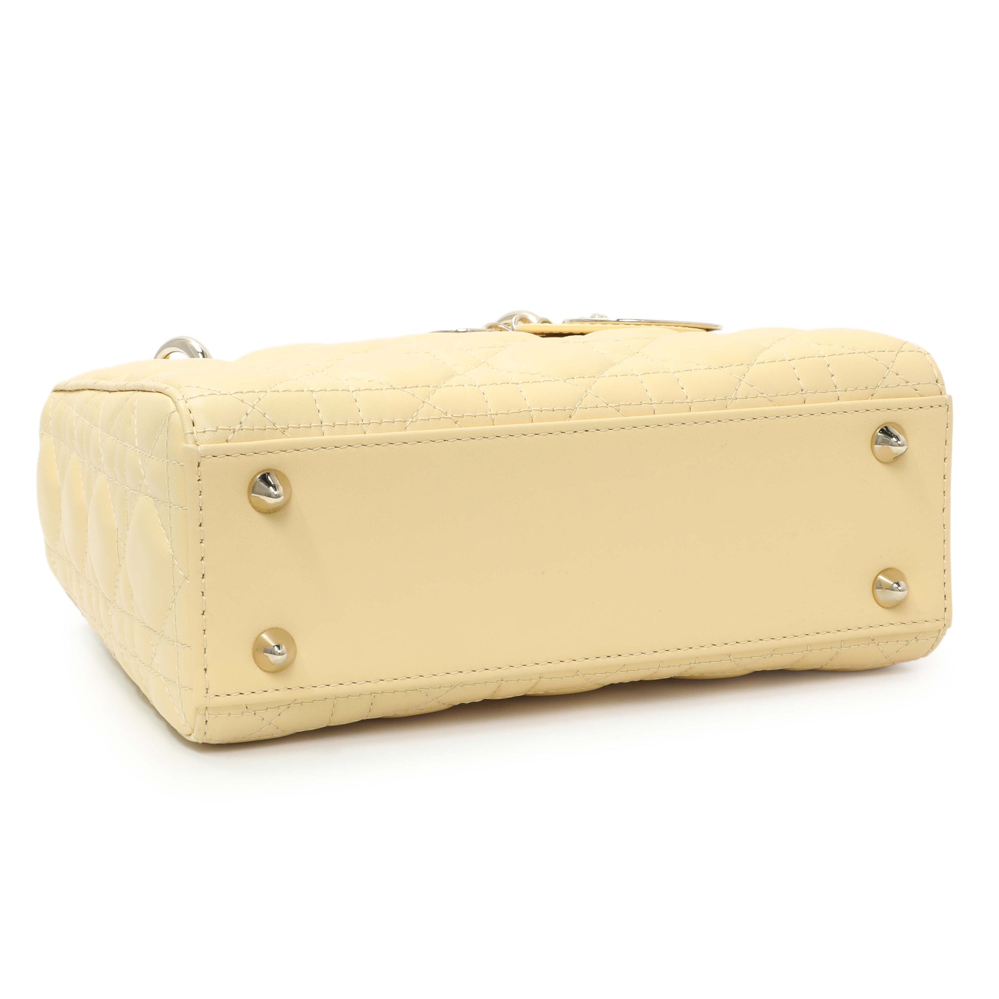 Exclusive Christian Dior Light Yellow Lambskin Cannage Small My ABCDior Lady Dior — Back View