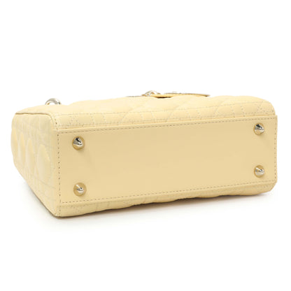 Exclusive Christian Dior Light Yellow Lambskin Cannage Small My ABCDior Lady Dior — Back View