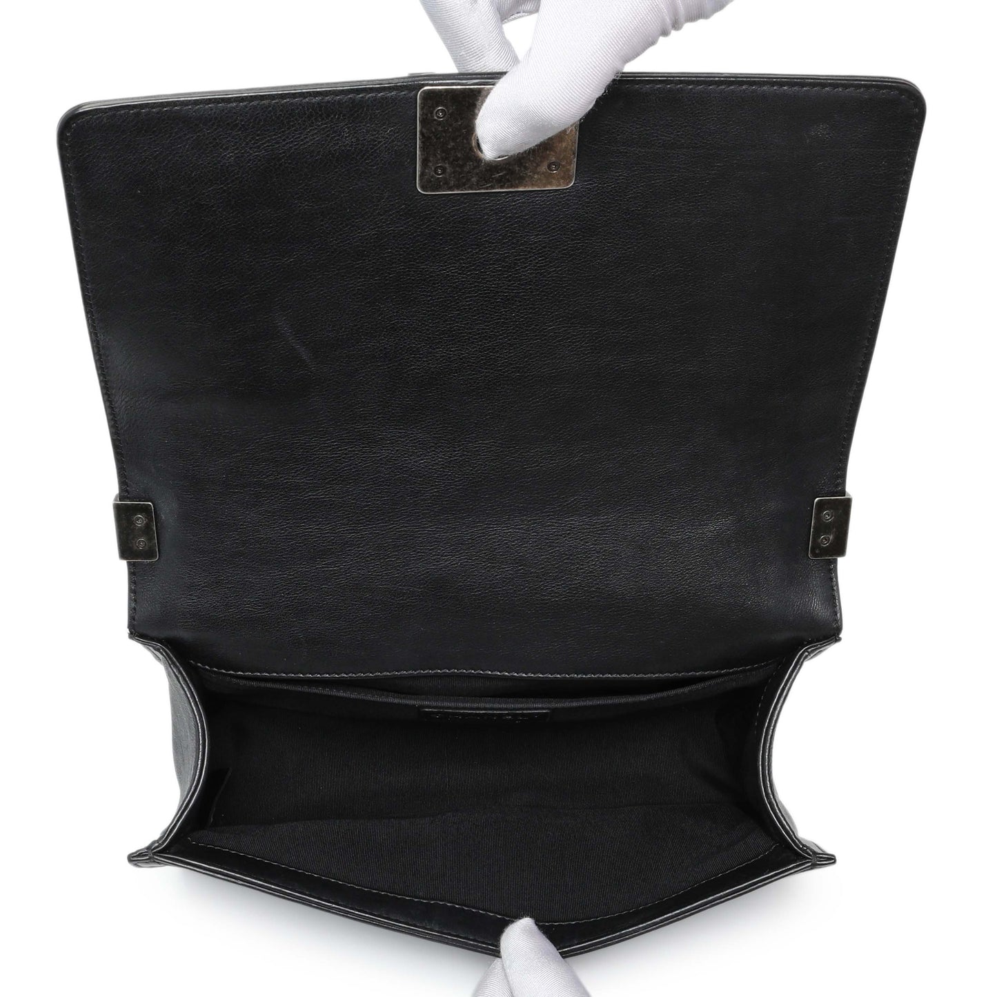 Exclusive Chanel Black Quilted Calfskin Medium Boy Flap — Alternate View 9