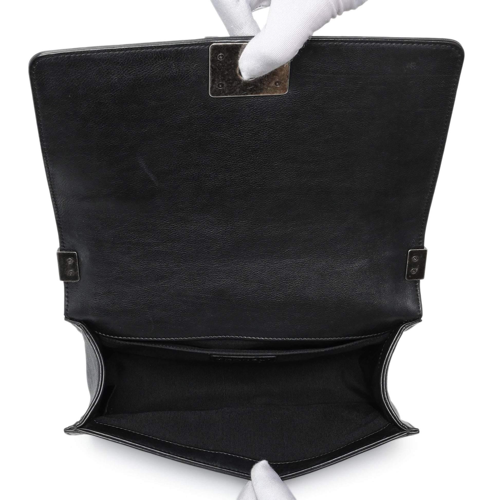 Exclusive Chanel Black Quilted Calfskin Medium Boy Flap — Alternate View 9