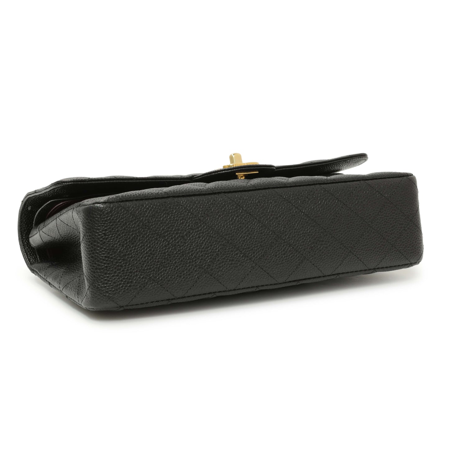 Exclusive Chanel Black Quilted Caviar Medium Classic Double Flap — Back View