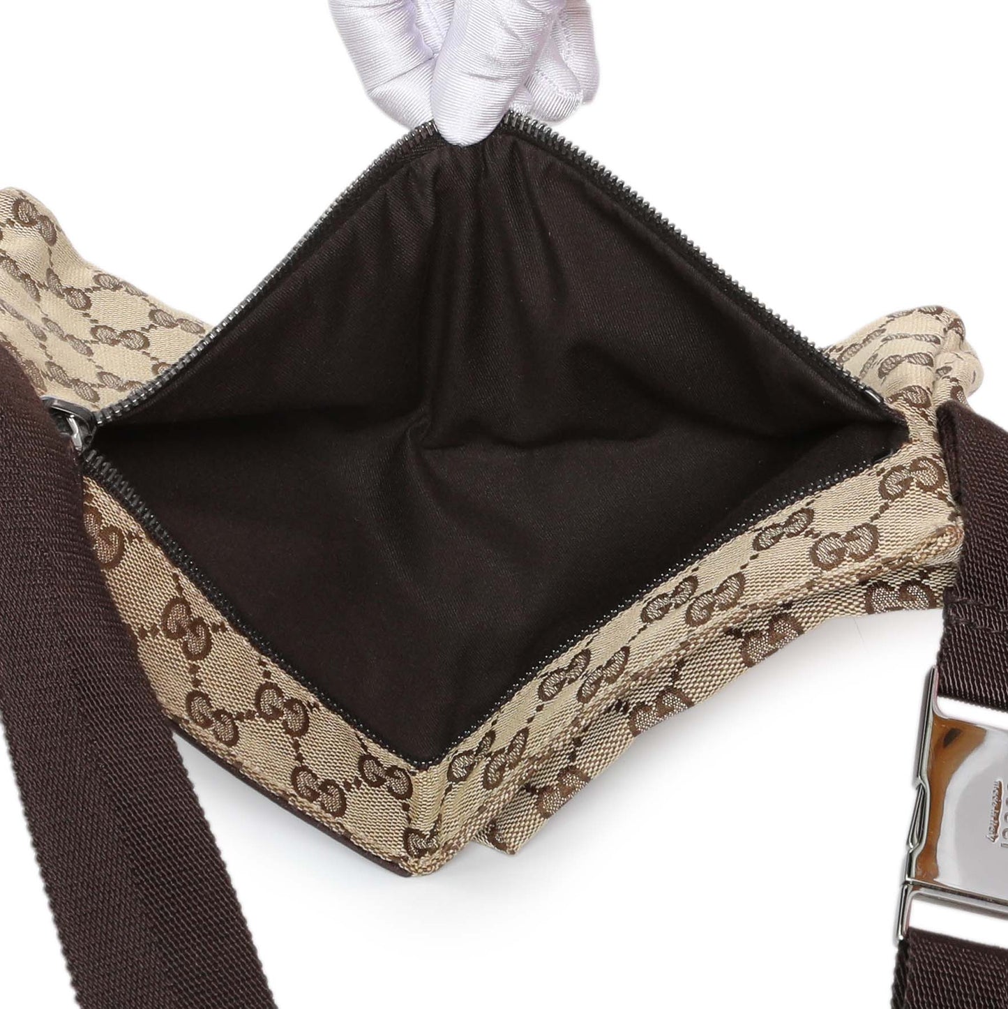 Exclusive Gucci Monogram Double Pocket Belt Bag — Top View