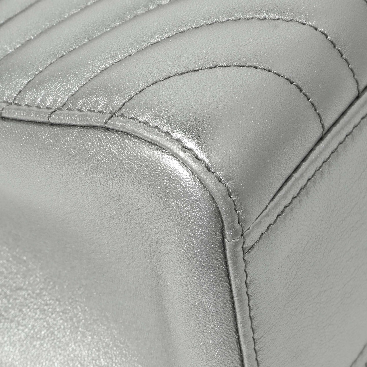 Exclusive Prada Silver Calfskin Diagramme Flap Bag — Top View