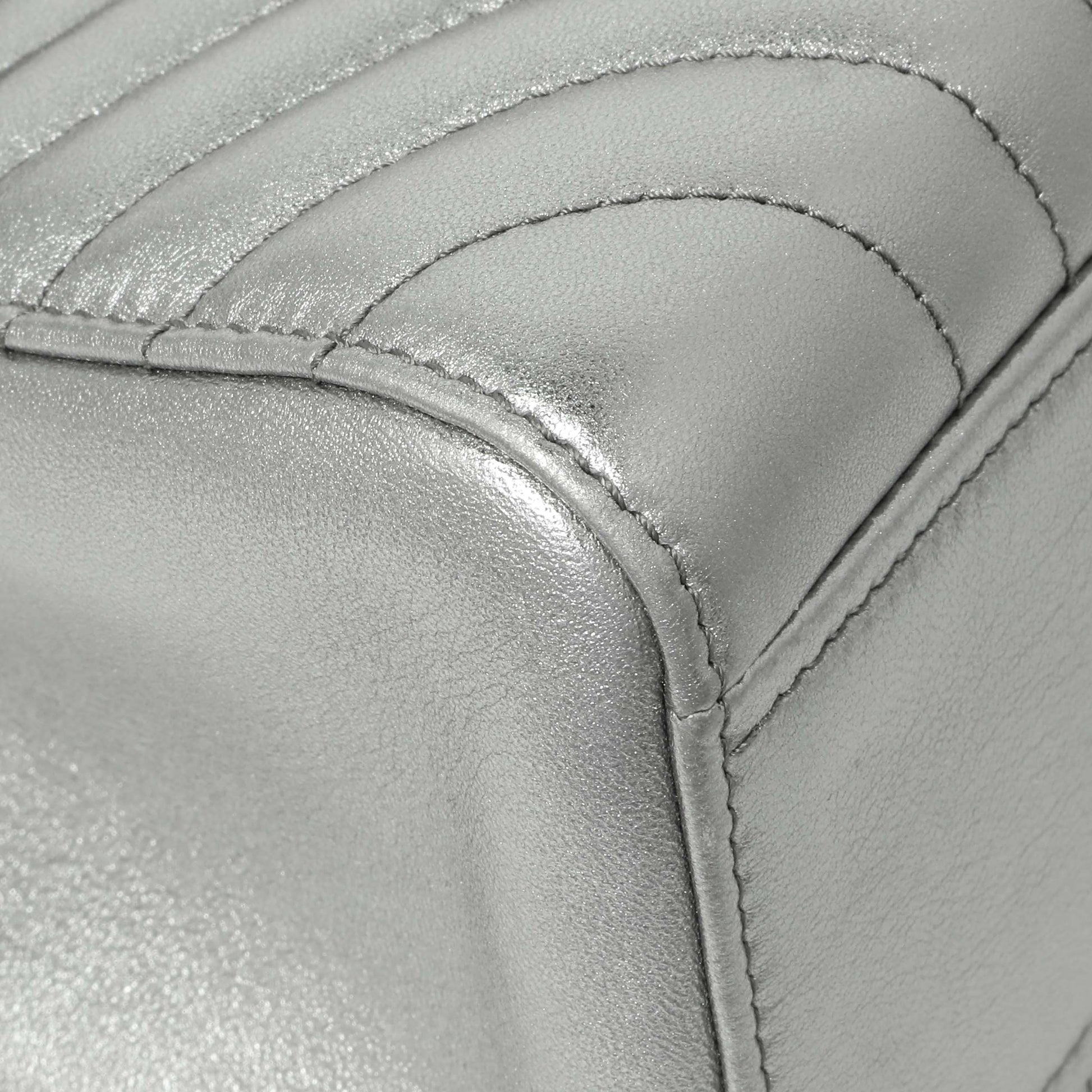 Exclusive Prada Silver Calfskin Diagramme Flap Bag — Top View