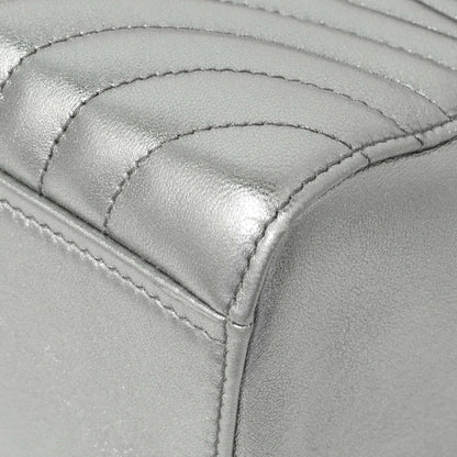 Exclusive Prada Silver Calfskin Diagramme Flap Bag — Detail View