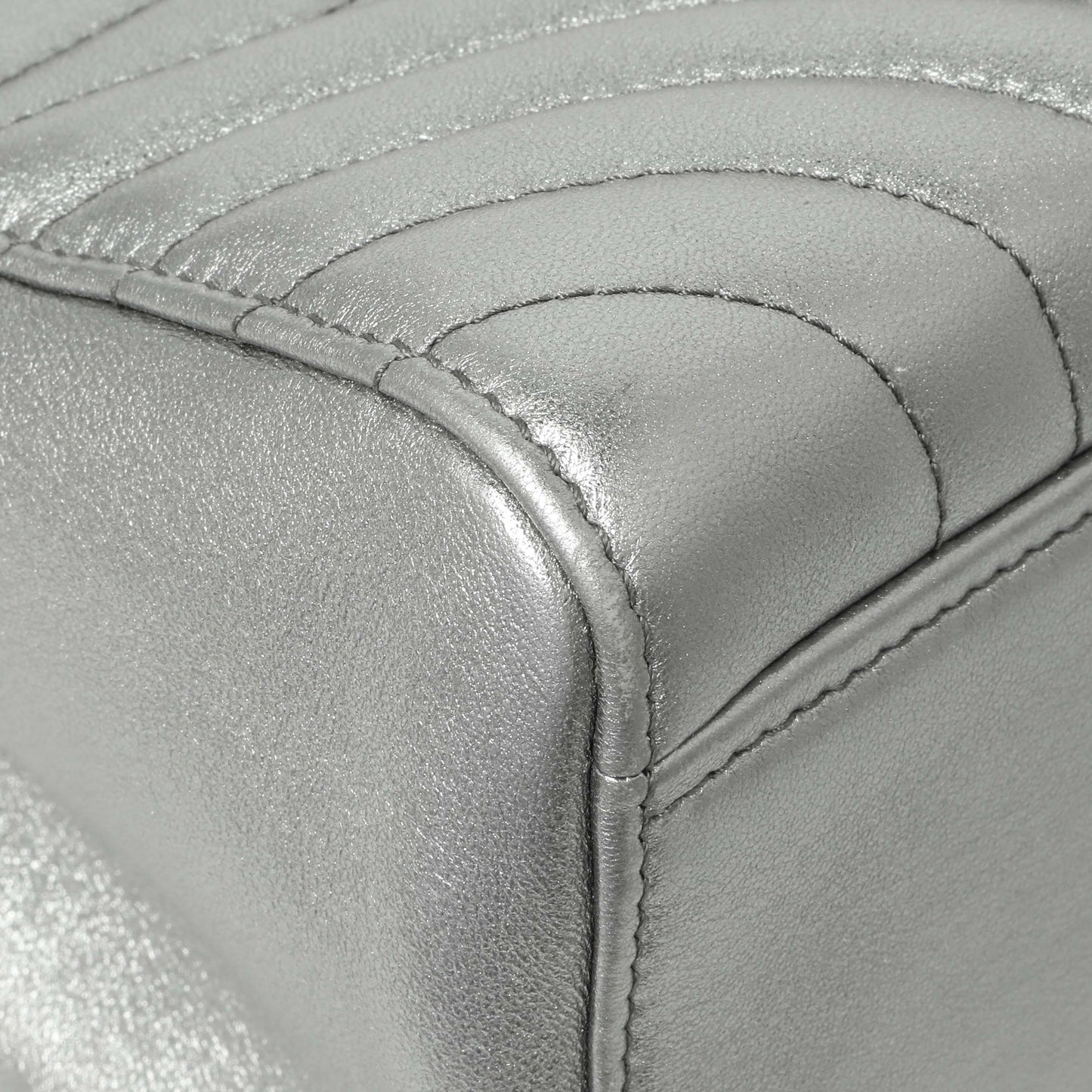 Exclusive Prada Silver Calfskin Diagramme Flap Bag — Lifestyle View