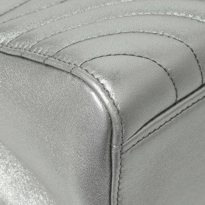 Exclusive Prada Silver Calfskin Diagramme Flap Bag — Lifestyle View