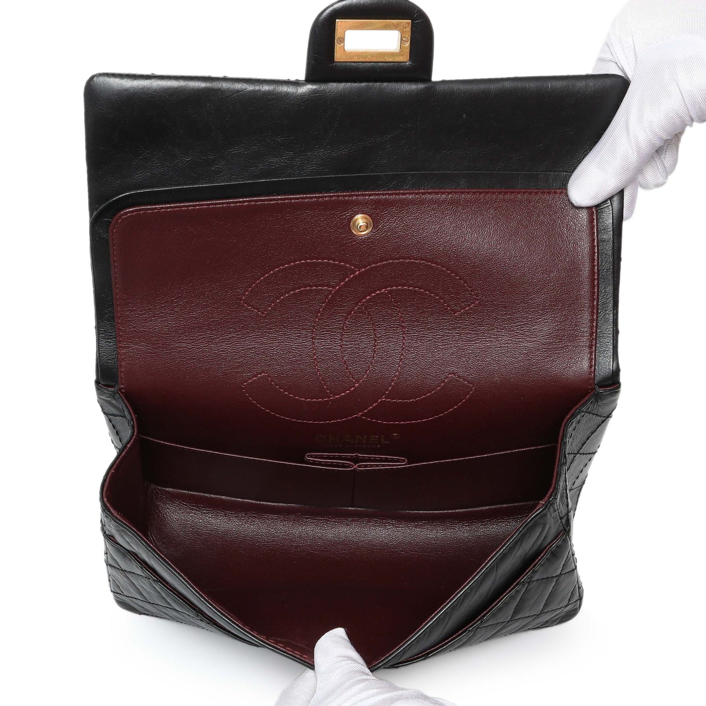 Exclusive Chanel Black Quilted Aged Calfskin 2.55 Reissue 225 Flap — Top View