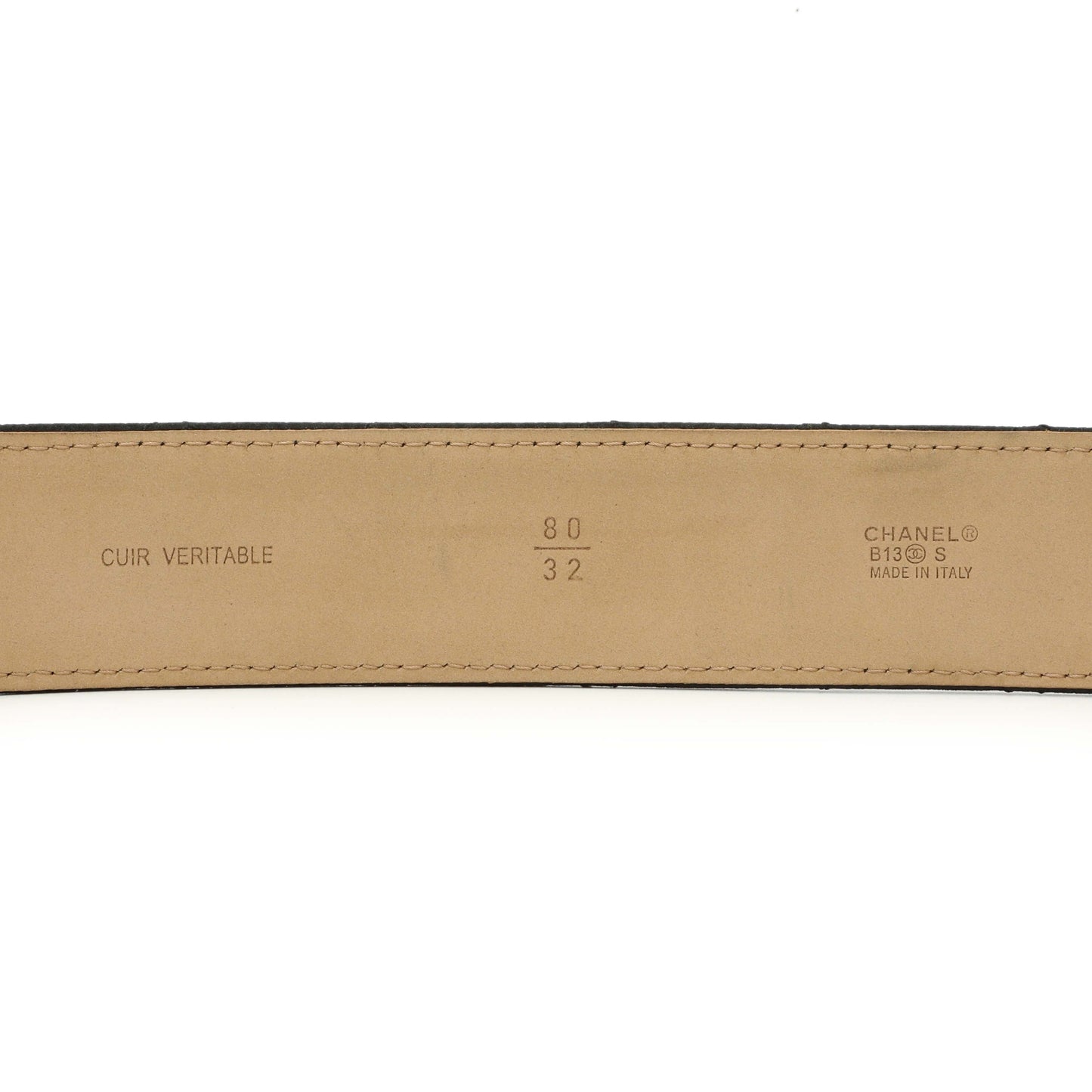 Exclusive Chanel Black Quilted Caviar CC Belt — Top View
